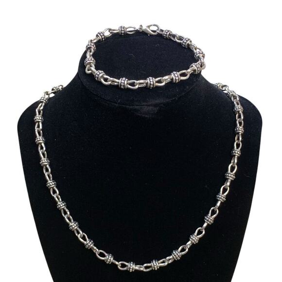Premier Designs Lauren Silver Link 18" Necklace & Matching Bracelet - Picture 1 of 6